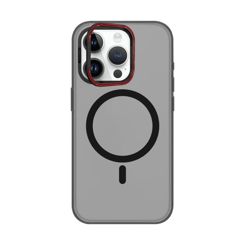 İphone 15 Pro Max Uyumlu Metal Mıknatıslı Standlı Magsafe Ince Sert Paris Silikon Kılıf