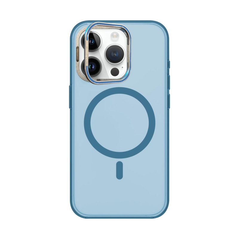 İphone 15 Pro Uyumlu Metal Mıknatıslı Standlı Magsafe Ultra Ince Sert Paris Silikon Kılıf