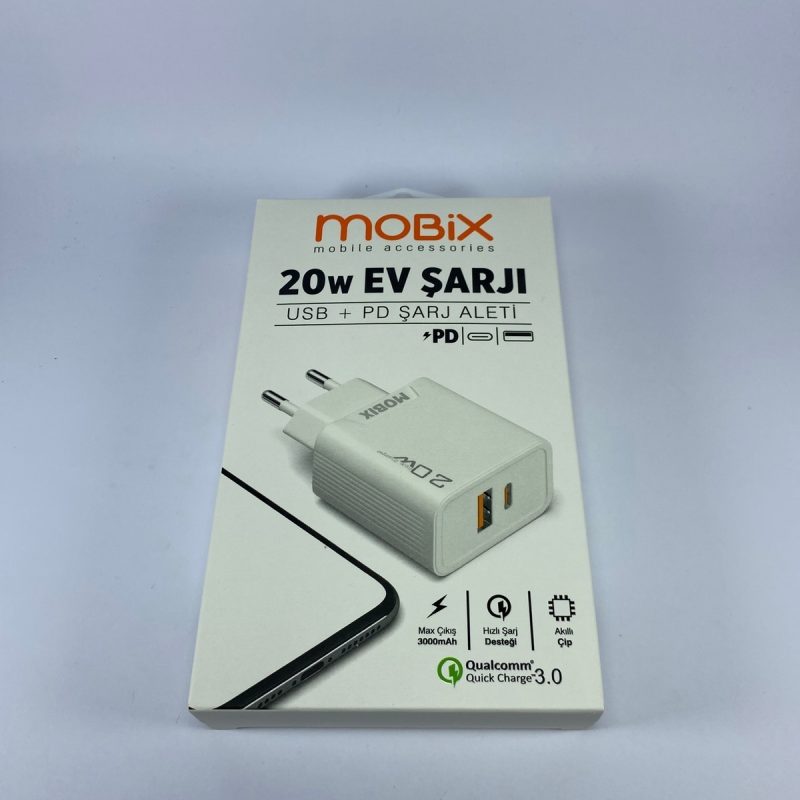 Mobix 20 Watt Destekli USB & Type-C Çıkışlı Şarj Başlığı