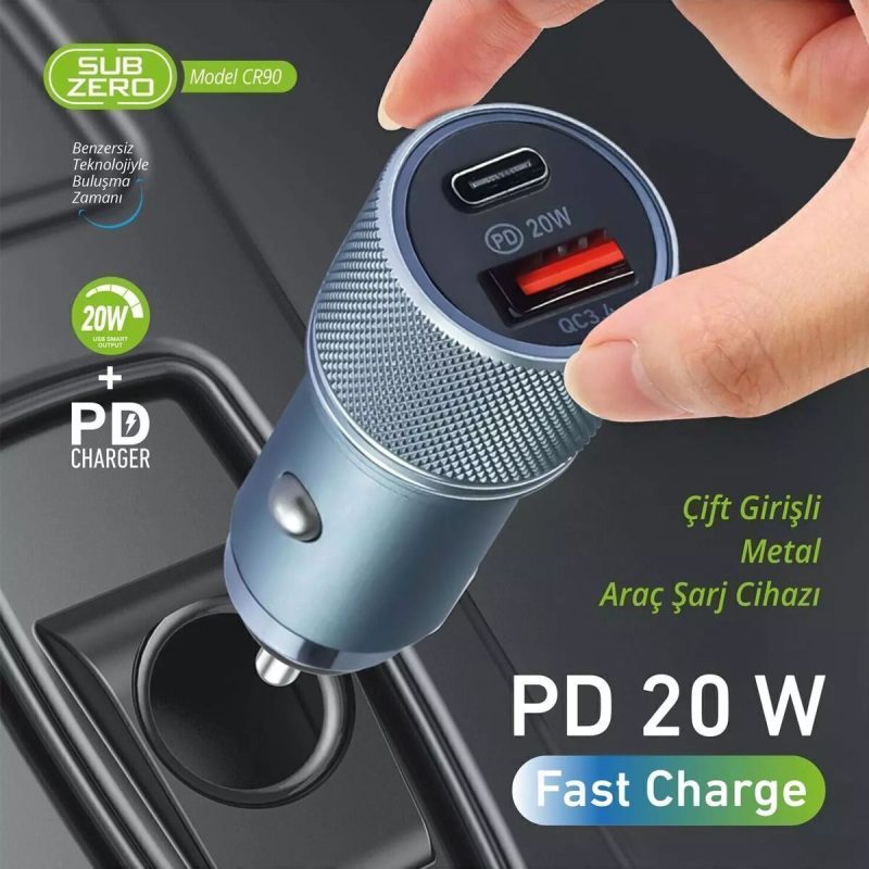 Çakmaklık USB + Type-C Çıkışlı 20W Uyumlu Şarj Aleti Başlık