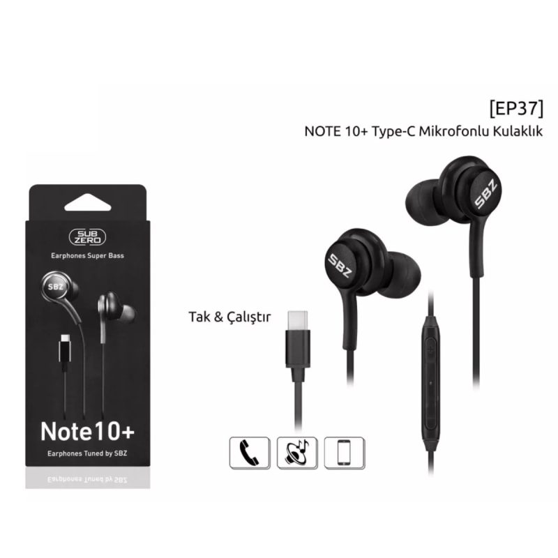 EP37 Note10+ Tak Çalıştır Type-C Girişli Kulaklık Ori-Tech