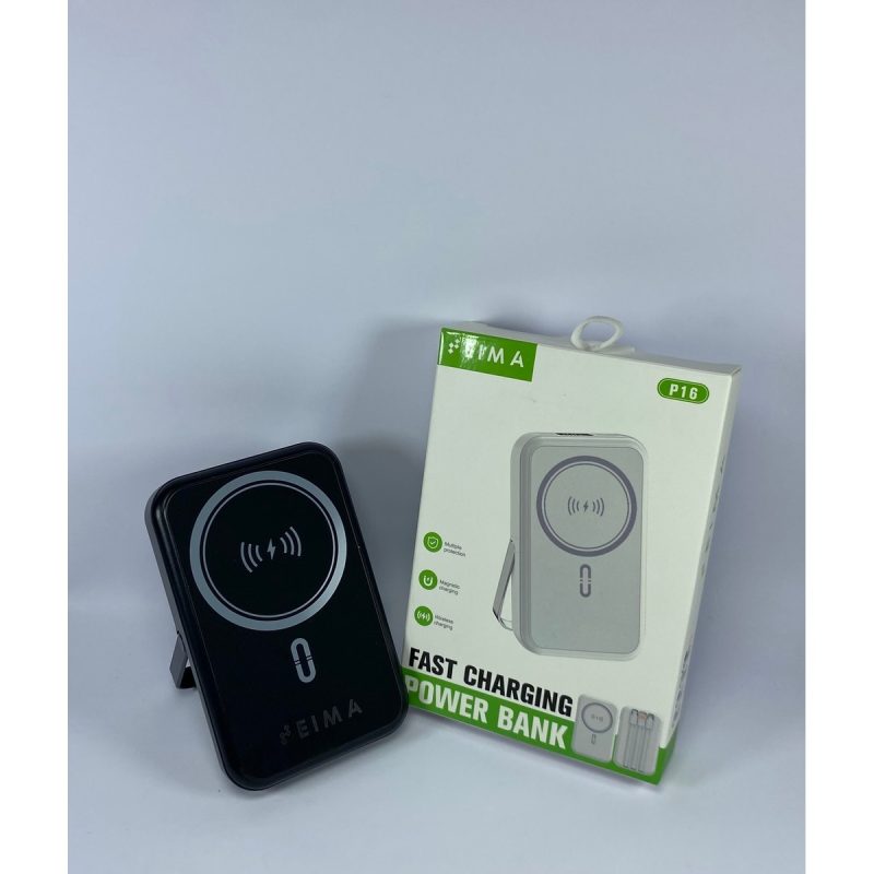 Eima 10.000 Mah Kablolu Dijital Göstergeli  Dahili Stand P16 Powerbank (Kablosuz Şarj Özellikli))